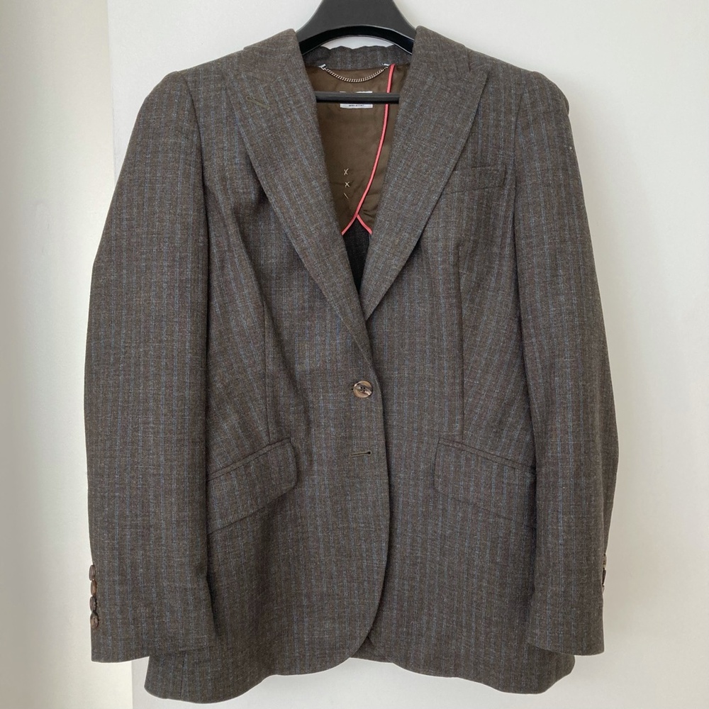 Paul Smith Blue women's blazer, brown with thin blue stripes, size 42